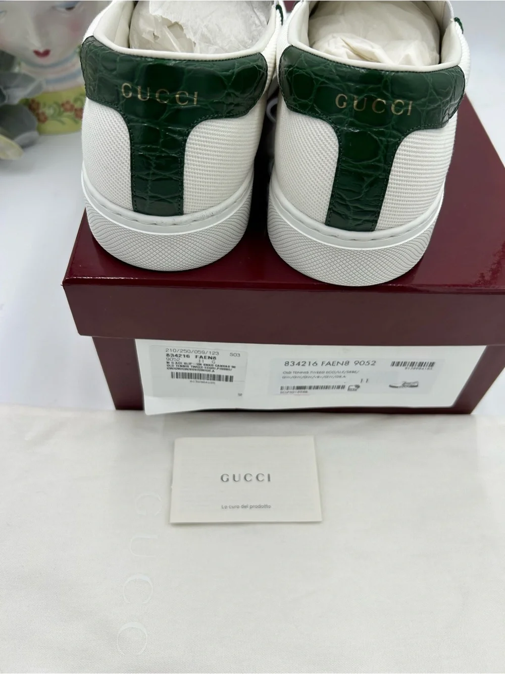 Men's Gucci ace slip on sneakers size 11 fits 12 US made in Italy
